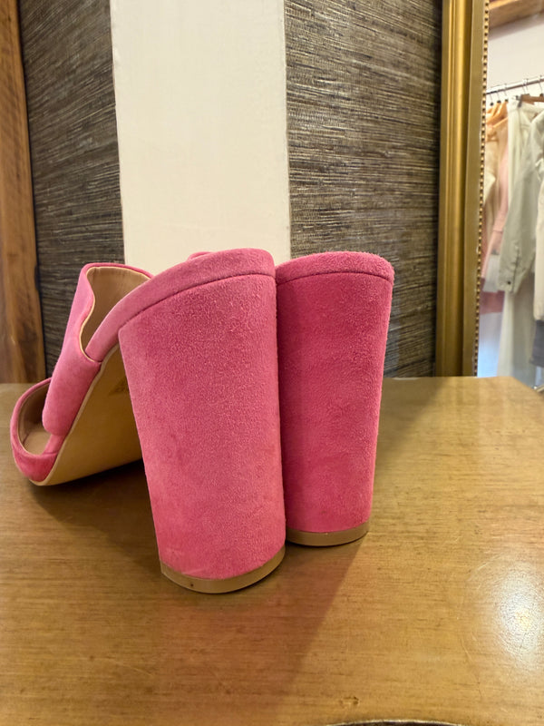 Mint Velvet pink suede mules size 40