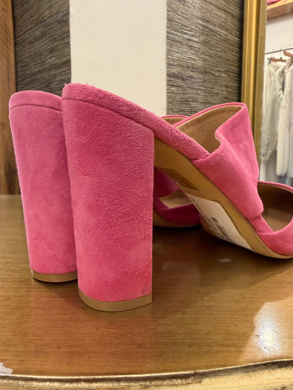 Mint Velvet pink suede mules size 40