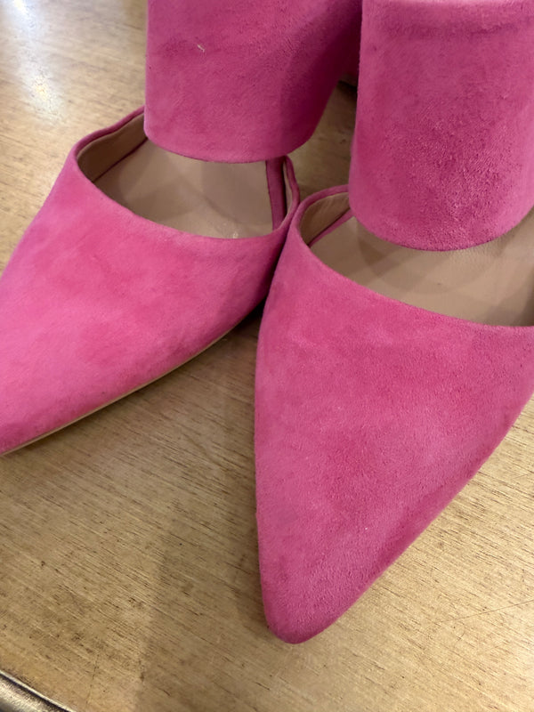 Mint Velvet pink suede mules size 40