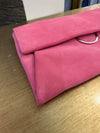 Mint Velvet pink suede clutch bag