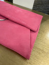 Mint Velvet pink suede clutch bag