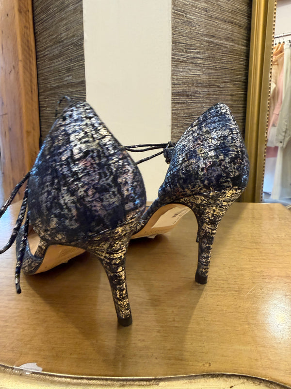 LK Bennett navy/silver shoes size 39.5