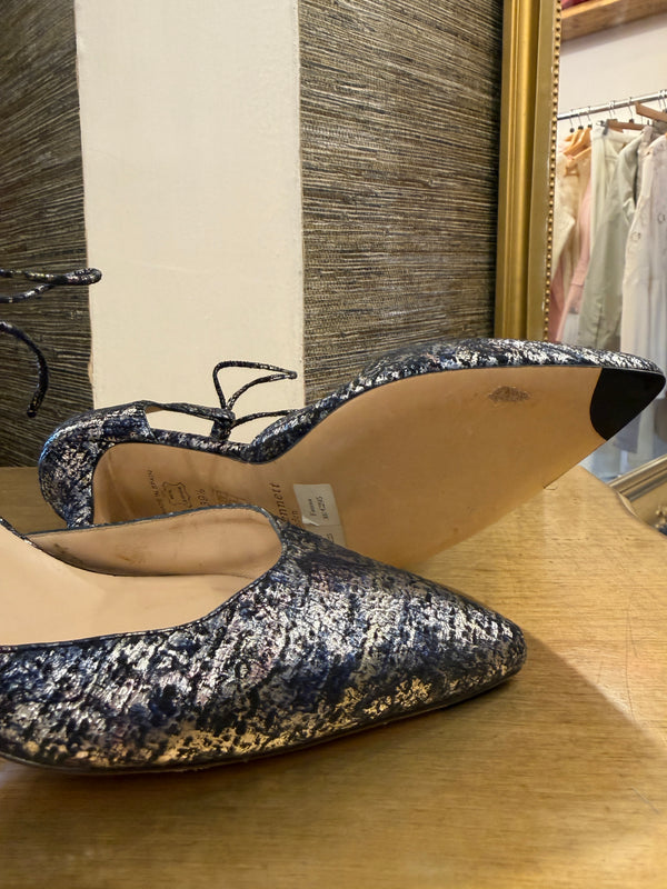 LK Bennett navy/silver shoes size 39.5
