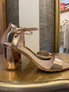 Carvela rose gold block heel sandals size 40