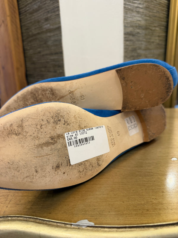La Cora Blue suede loafers size 40