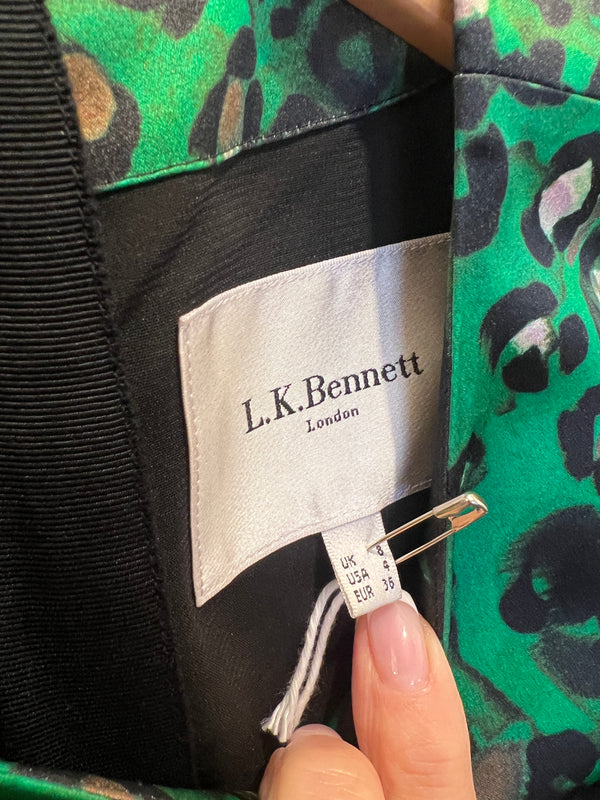 Lk Bennett green animal dress Size 8