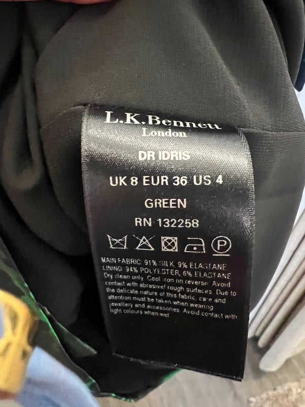 Lk Bennett green animal dress Size 8