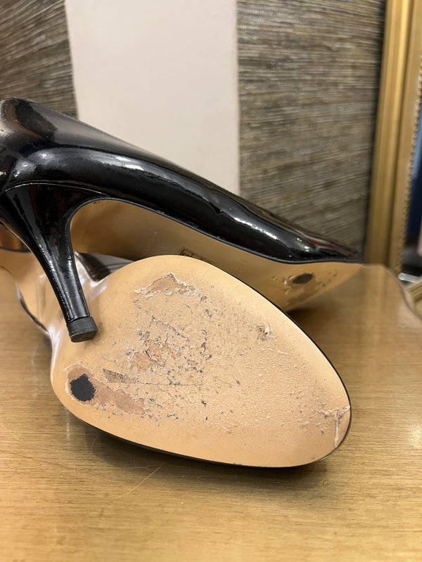 L K Bennett black Patent shoes size 38.5