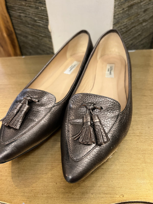 L K Bennett leather Bronze flats size 38.5