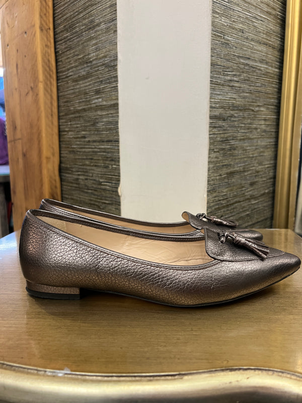 L K Bennett leather Bronze flats size 38.5