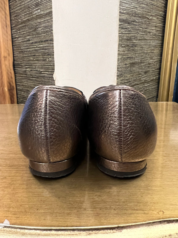 L K Bennett leather Bronze flats size 38.5