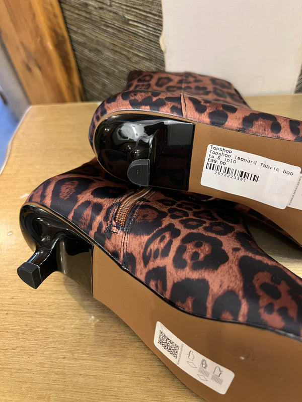 Topshop leopard fabric boots 6