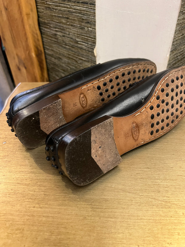 Todds black loafers size 38