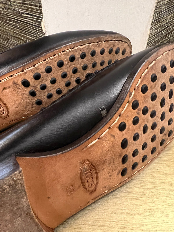 Todds black loafers size 38
