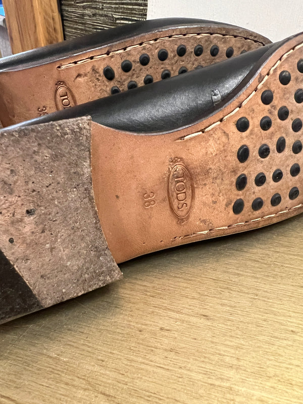 Todds black loafers size 38