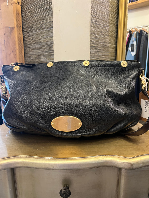 Mulberry black grained leather Mitzy Handbag
