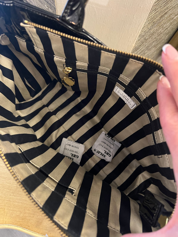 Lulu Guinness black patent tote handbag