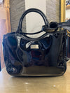 Lulu Guinness black patent tote handbag