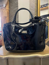 Lulu Guinness black patent tote handbag