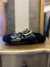 Jigsaw black shearling lined leather sandals size 40
