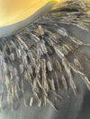 Victoria Beckham Black Feather T-Shirt Size Small