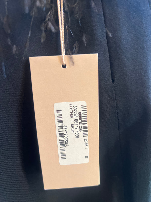Victoria Beckham Black Feather T-Shirt Size Small