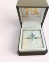 Chapter 79 Blue topaz kite shape and diamond 9ct white gold ring