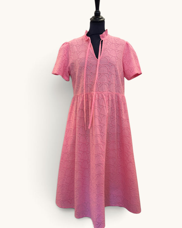 Barbour Pink Frill Neck Summer Dress | Size 10