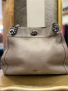 Coach taupe/grey grained leather slouchy handbag