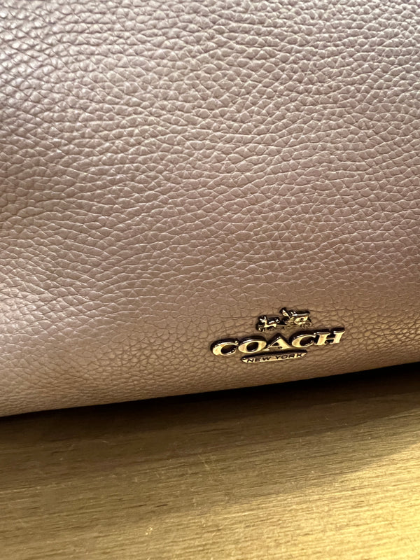 Coach taupe/grey grained leather slouchy handbag