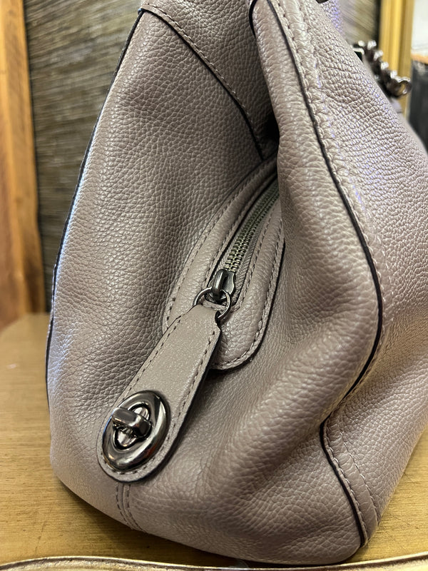 Coach taupe/grey grained leather slouchy handbag