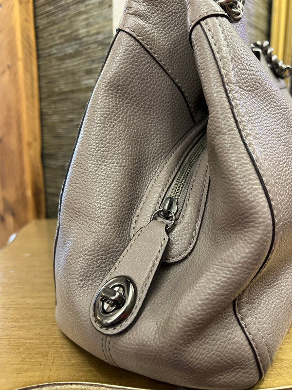 Coach taupe/grey grained leather slouchy handbag