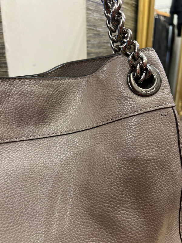 Coach taupe/grey grained leather slouchy handbag