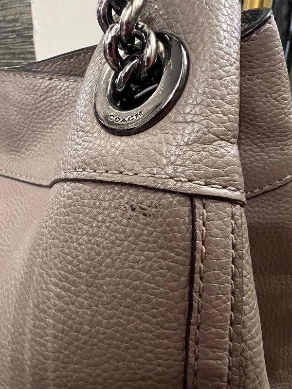 Coach taupe/grey grained leather slouchy handbag
