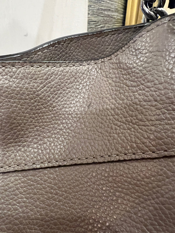 Coach taupe/grey grained leather slouchy handbag