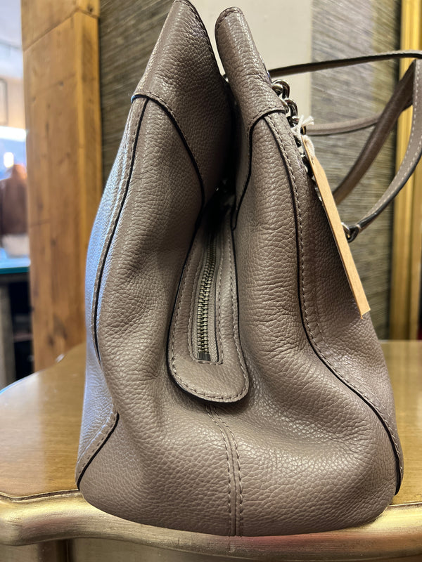 Coach taupe/grey grained leather slouchy handbag