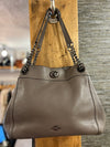 Coach taupe/grey grained leather slouchy handbag