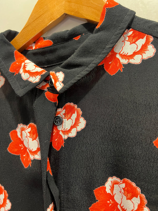 Ganni black/red flower shirt size 8/10