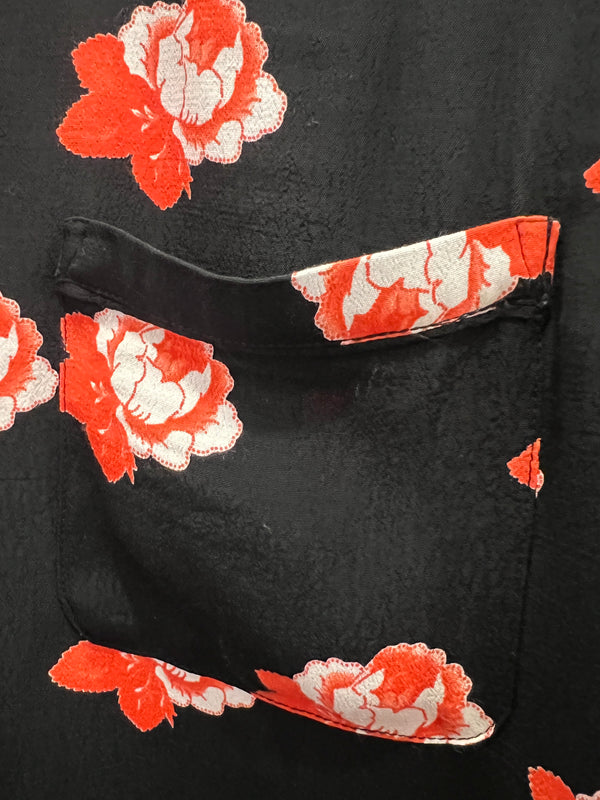 Ganni black/red flower shirt size 8/10