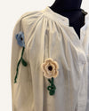 No Label white bright crochet flower shirt one size