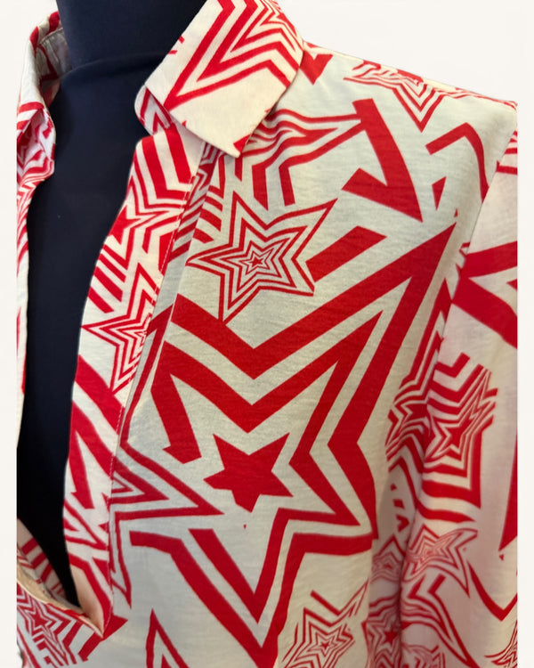 Anonyme Red/cream Star tunic size L