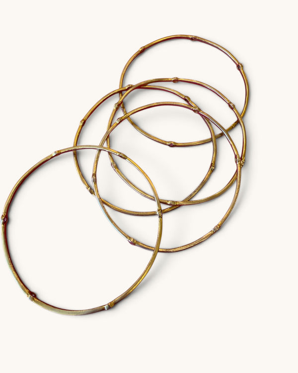 Silver & Gilt Crystal Bangles — Set of 5