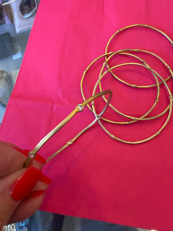 Silver & Gilt Crystal Bangles — Set of 5