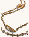 Gold Plated Long Pearl & Crystal Necklace