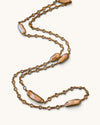Gold Plated Long Pearl & Crystal Necklace