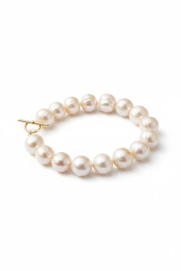 Fresh water Pearl Knotted Bracelet with Silver T-Bar