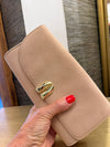 Lk Bennett nude suede handbag