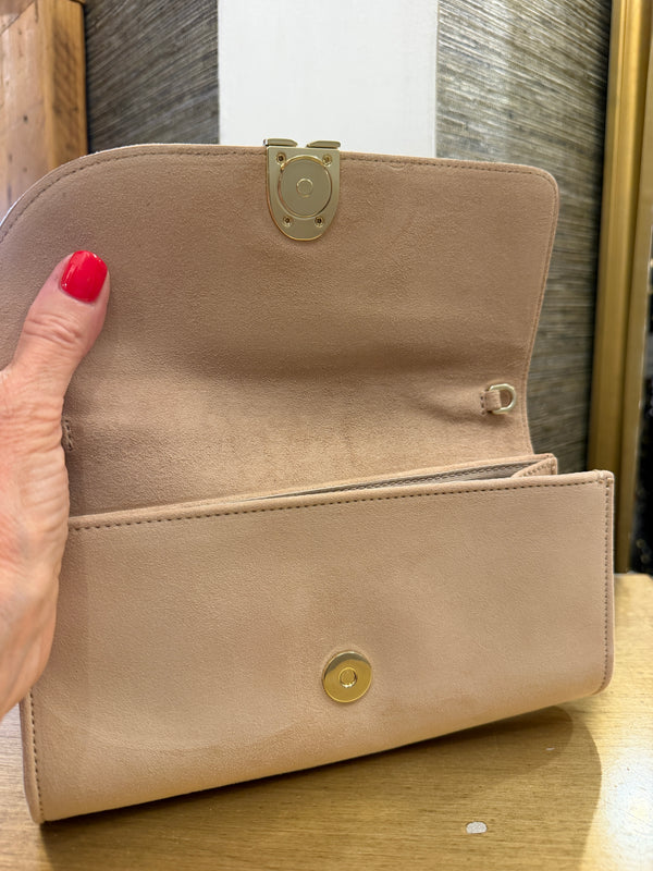 Lk Bennett nude suede handbag