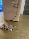 Lk Bennett nude suede handbag