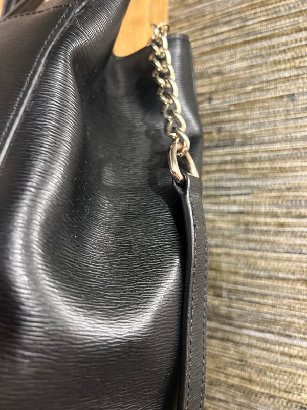 DKNY black leather tote handbag